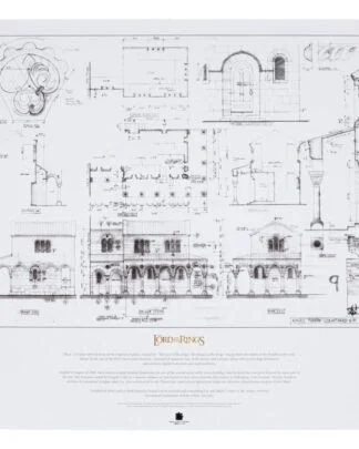 Herr der Ringe Bauplan Kunstdruck The Courtyard of Minas Tirith 59 x 42 cm