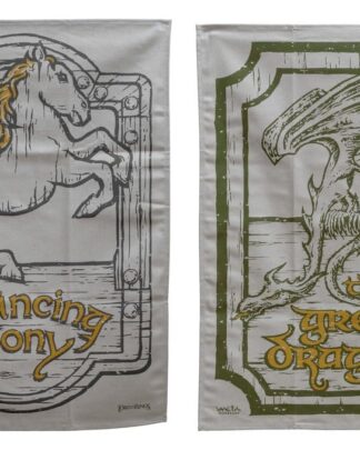 Herr der Ringe Geschirrtuch 2er Pack Green Dragon & Prancing Pony 69 cm