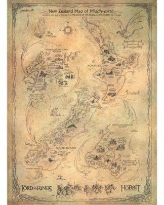Der Hobbit Kunstdruck New Zealand Map of Middle Earth 50 x 70 cm