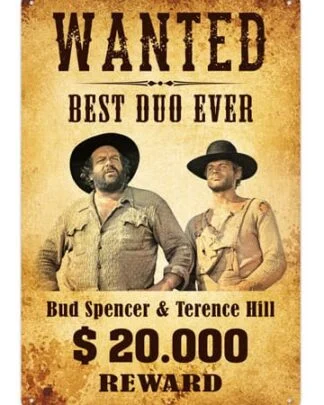 Bud Spencer & Terence Hill Blechschild Wanted 20 x 30 cm