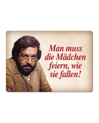 Bud Spencer Blechschild Mädchen feiern, wie sie fallen 10 x 15 cm