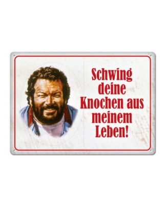 Bud Spencer Blechschild Schwing deine Knochen 10 x 15 cm