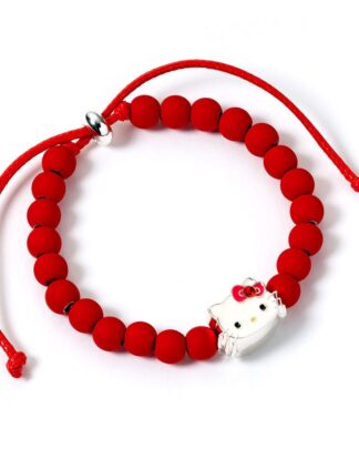 Hello Kitty Armband rote Perlen mit Hello Kitty Anhänger 21 cm