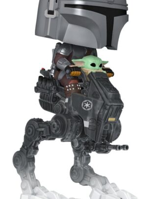 Star Wars: The Mandalorian and Grogu POP! Rides Deluxe Vinyl Wackelkopf-Figur The Mandalorian with Grogu in Imperial Remnant AT-RT 9 cm