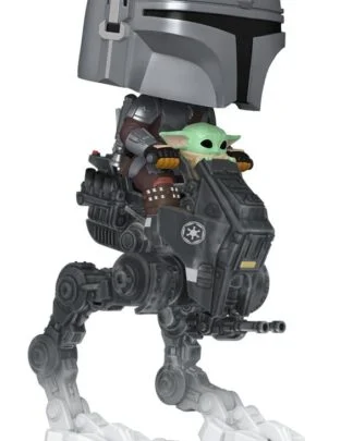 Star Wars: The Mandalorian and Grogu POP! Rides Deluxe Vinyl Wackelkopf-Figur The Mandalorian with Grogu in Imperial Remnant AT-RT 9 cm