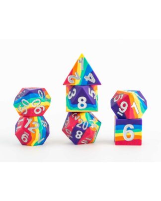 FanRoll Sharp Edge Silicone Würfel Set Rainbow (7)