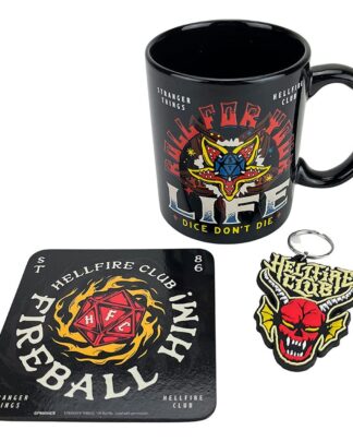 Stranger Things Tasse, Untersetzer und Schlüsselanhänger Set Hellfire