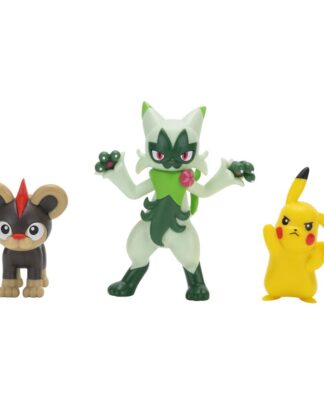 Pokémon First Partner Battle Figure Set Figuren 3er-Pack Leufeo, Pikachu & Feliospa