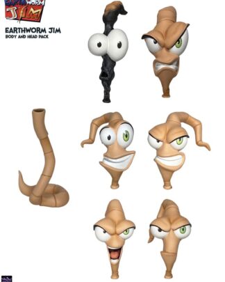 Earthworm Jim Zubehör-Set Wave 1: Worm Body & Jim Heads Accessory Pack