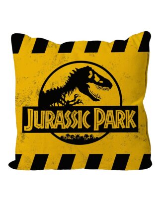 Jurassic Park Kissen Caution Yellow Logo 40 x 40 cm