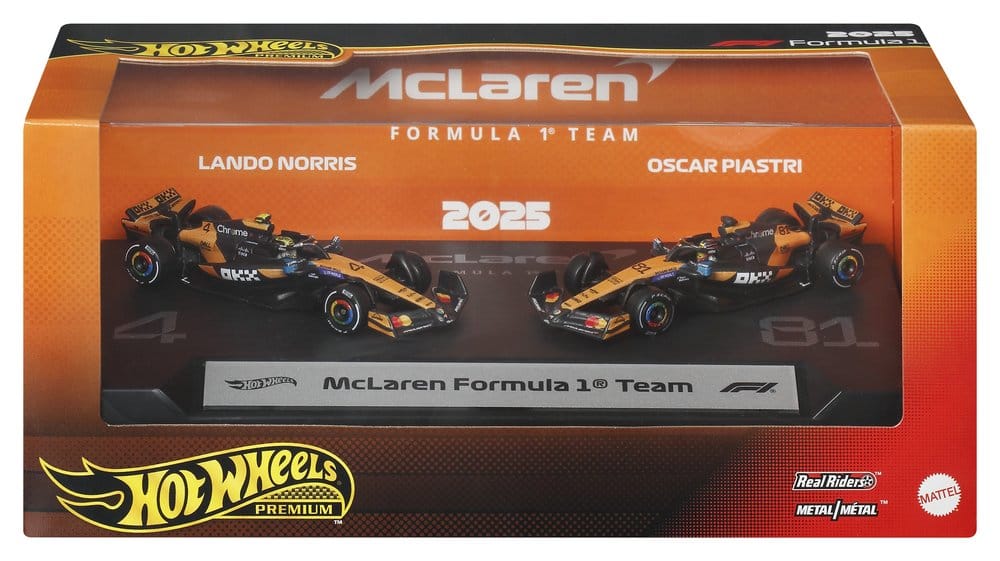 Formel 1 Hot Wheels Premium Die-Cast Fahrzeuge 2er-Pack 1:64 Team McLaren – Bild 6