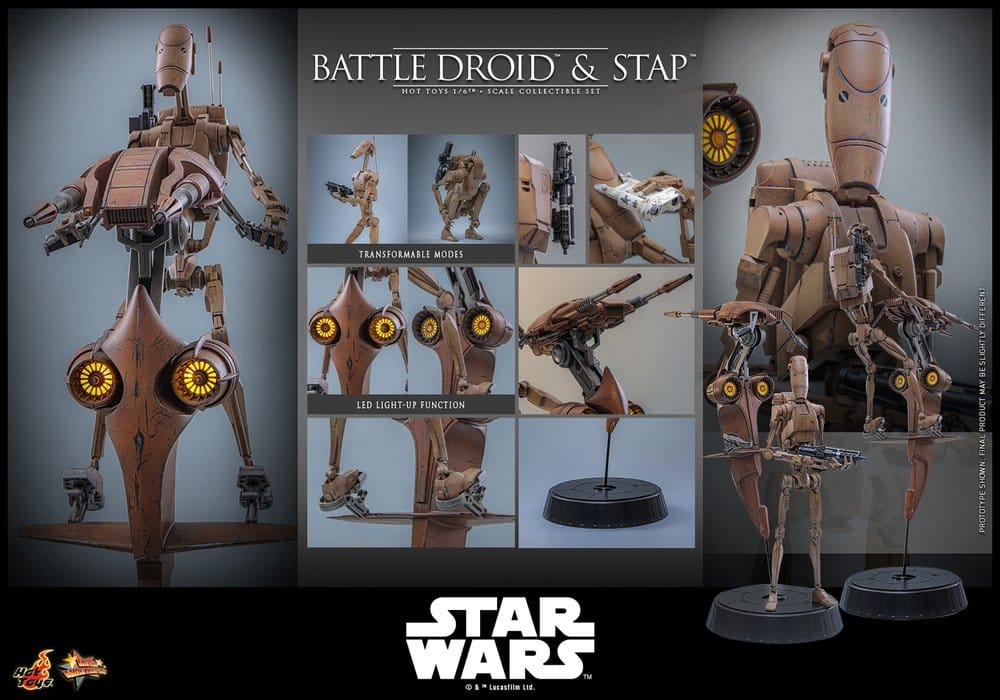 Star Wars: The Phantom Menace Movie Masterpiece Actionfiguren Set 1/6 Battle Droid & STAP 32 cm – Bild 15