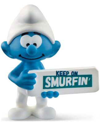 Die Schlümpfe Mini-Figur Schlumpf mit Schild (Keep on Smurfin') 5 cm