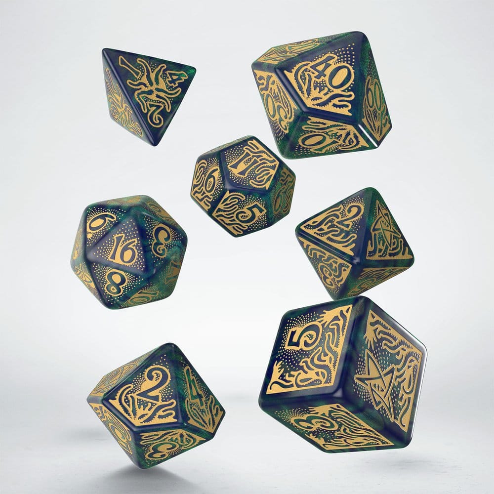 Call of Cthulhu 7th Edition 7er-Würfelset Blue-green & Gold