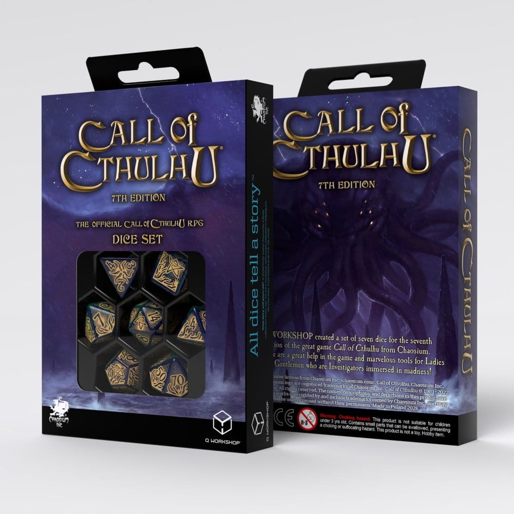 Call of Cthulhu 7th Edition 7er-Würfelset Blue-green & Gold – Bild 2