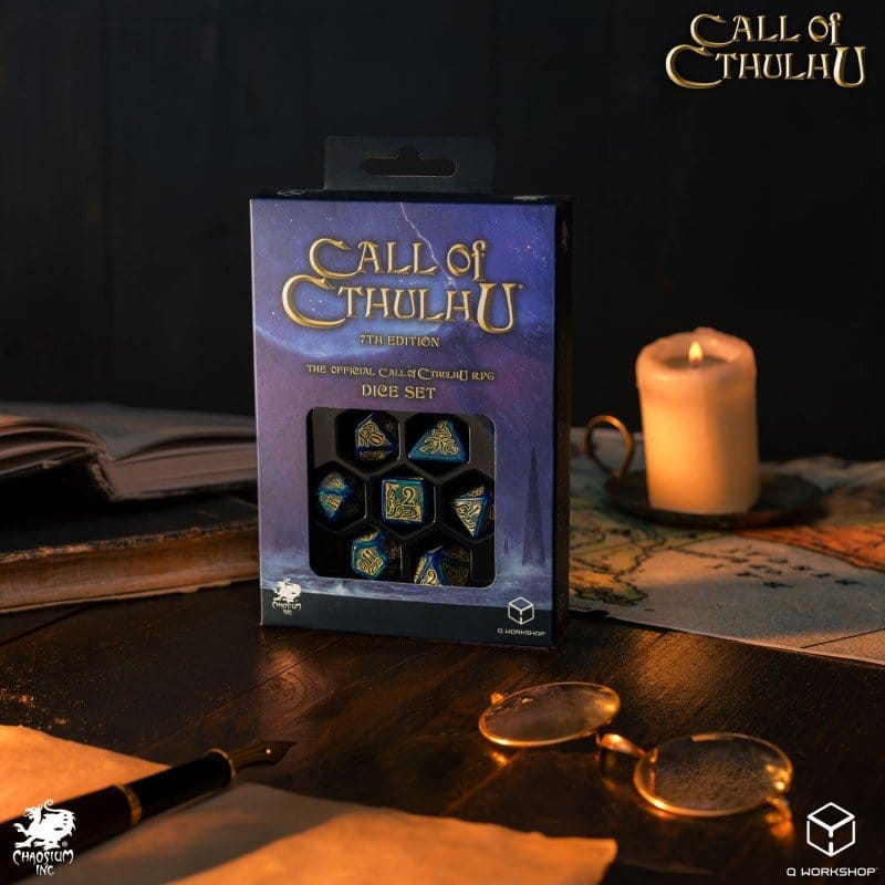 Call of Cthulhu 7th Edition 7er-Würfelset Blue-green & Gold – Bild 7