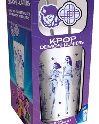 KPop Demon Hunters Glas Tumbler mit Trinkhalmen 485 ml