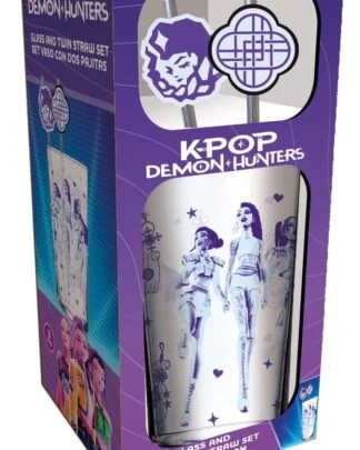 KPop Demon Hunters Glas Tumbler mit Trinkhalmen 485 ml