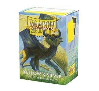 Dragon Shield Sleeves Standard Size Matte Dual - Yellow & Silver (100 Sleeves)