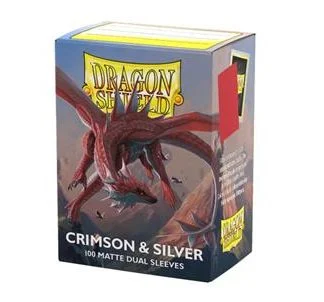 Dragon Shield Sleeves Standard Size Matte Dual - Crimson & Silver (100 Sleeves)