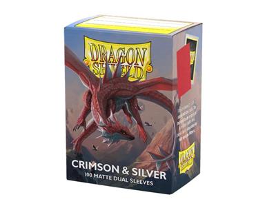 Dragon Shield Sleeves Standard Size Matte Dual - Crimson & Silver (100 Sleeves)
