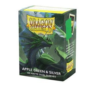 Dragon Shield Sleeves Standard Size Matte Dual - Apple Green & Silver (100 Sleeves)