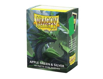 Dragon Shield Sleeves Standard Size Matte Dual - Apple Green & Silver (100 Sleeves)