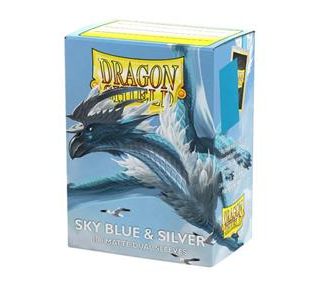 Dragon Shield Sleeves Standard Size Matte Dual - Sky Blue & Silver (100 Sleeves)