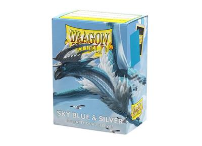 Dragon Shield Sleeves Standard Size Matte Dual - Sky Blue & Silver (100 Sleeves)