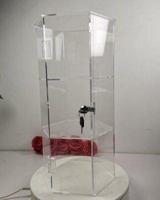 Evoretro 3-stufiger abschließbarer sechseckiger Acryl-Displayturm