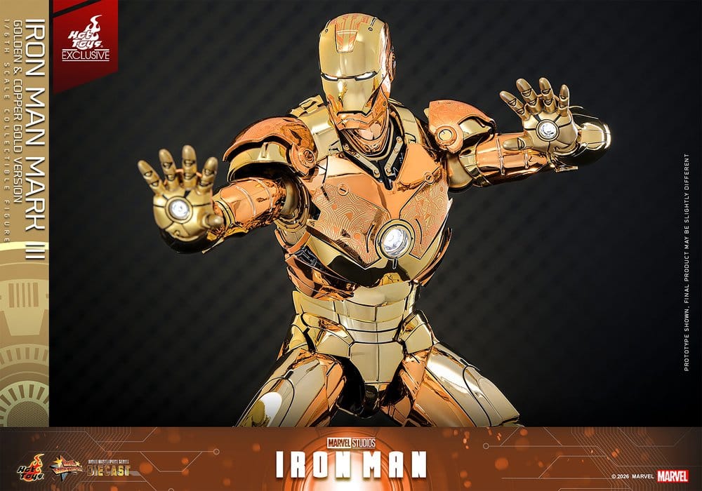 Iron Man Movie Masterpiece Diecast Actionfigur 1/6 Iron Man Mark III (Golden & Copper Gold Version) Hot Toys Exclusive 33 cm – Bild 11
