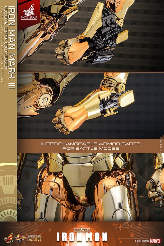 Iron Man Movie Masterpiece Diecast Actionfigur 1/6 Iron Man Mark III (Golden & Copper Gold Version) Hot Toys Exclusive 33 cm – Bild 13