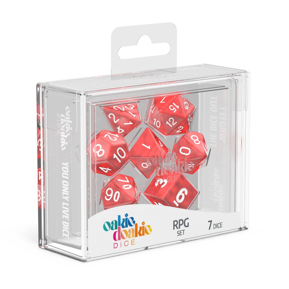 Oakie Doakie Dice Würfel RPG-Set Marble - Rot (7) – Bild 2