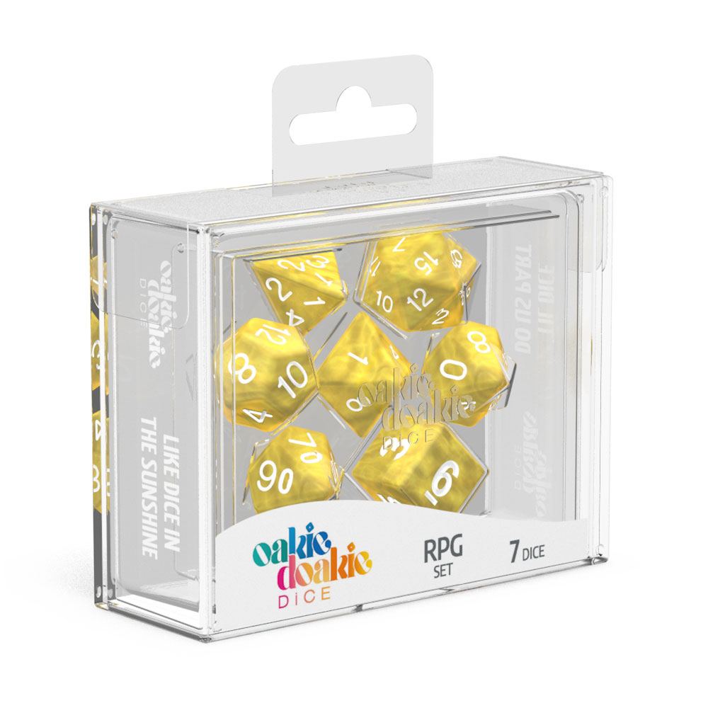Oakie Doakie Dice Würfel RPG-Set Marble - Gelb (7) – Bild 2