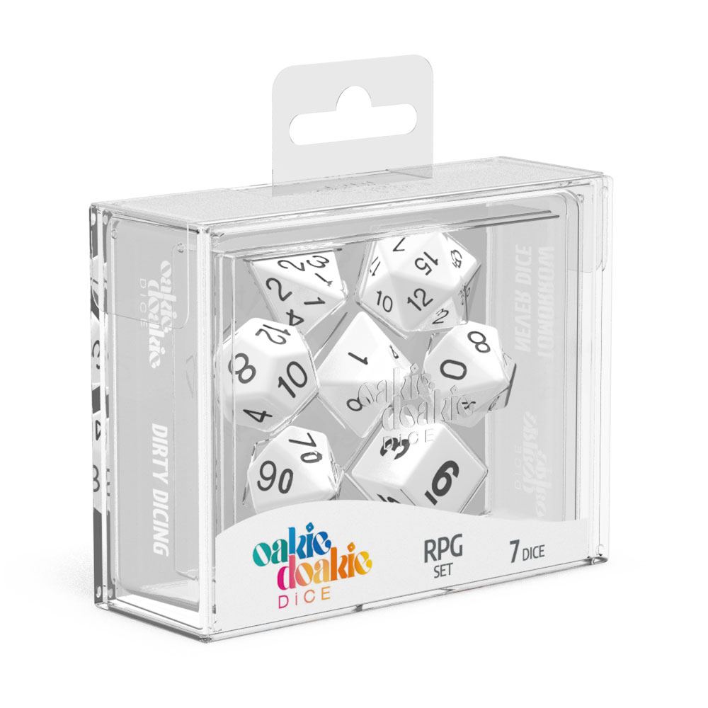 Oakie Doakie Dice Würfel RPG-Set Solid - Weiß (7) – Bild 2
