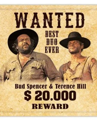 Bud Spencer & Terence Hill Bierdeckel aus Blech Wanted 10 x 10 cm