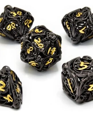 CritStones Hollow Metal Würfel Set Soulreaper Gold (7)