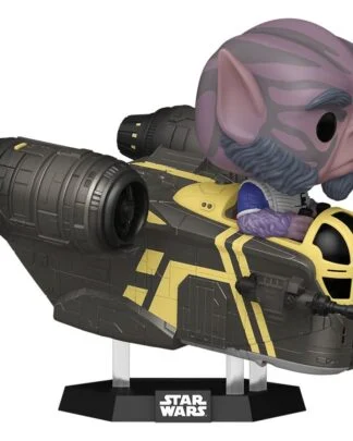 Star Wars: The Mandalorian and Grogu POP! Rides Deluxe Vinyl Wackelkopf-Figur Zeb Orrelios in the Razor Crest 9 cm