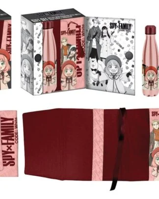 Spy x Family Stahlflasche, Sticker, Buchumschlag Geschenkset Rosa/Rot