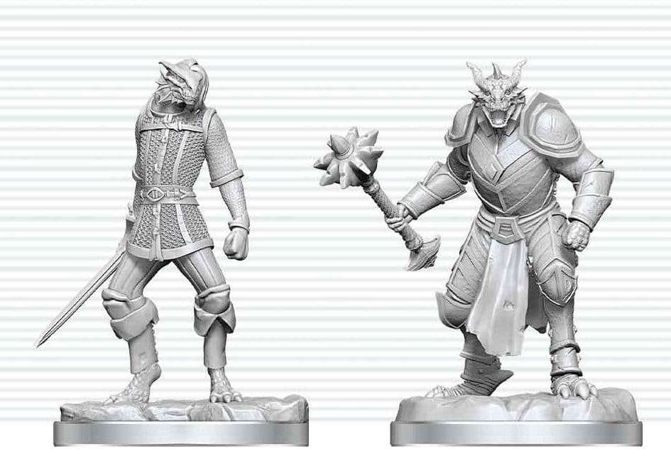 Dungeons & Dragons Nolzur's Marvelous Miniatures Miniatur unbemalt Drachengeborener Paladin & Drachengeborener Knappe 14 cm