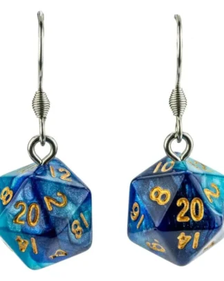 Lair Wear Würfel-Ohrringe D20 Blue & Light Blue mit Gold