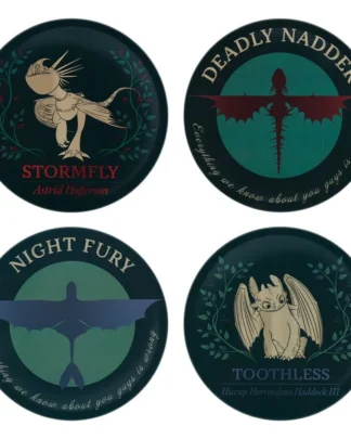 How to Train Your Dragon Untersetzer 4-Pack Dragon Printed Metal